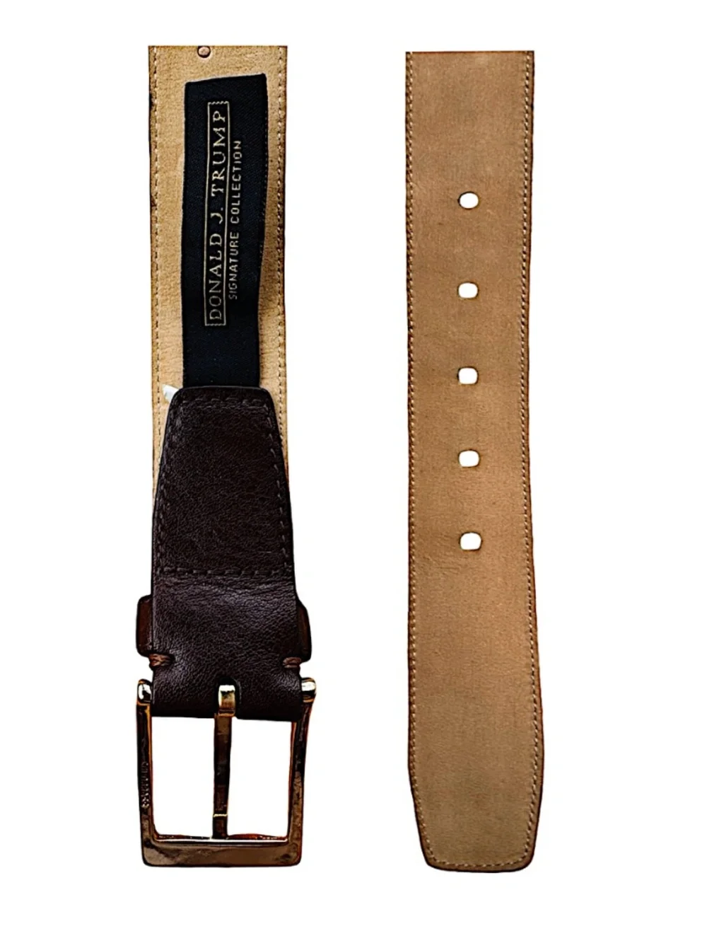 DONALD TRUMP Men’s Brown Leather Belt Size 44/110 Brass Buckle 11TR0108
